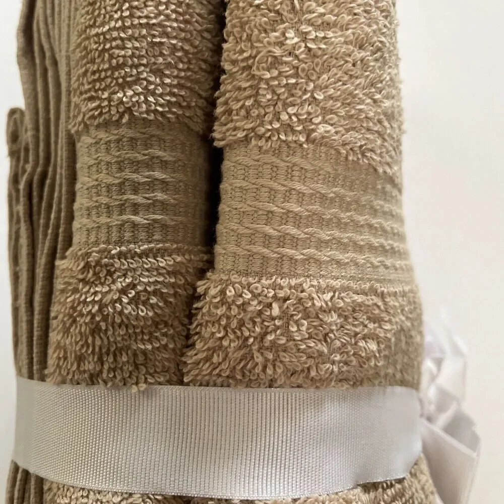 West Point Bath Towel Set Dark Linen 6 Pc Cotton Bath Hand Wash Soft Absorbent